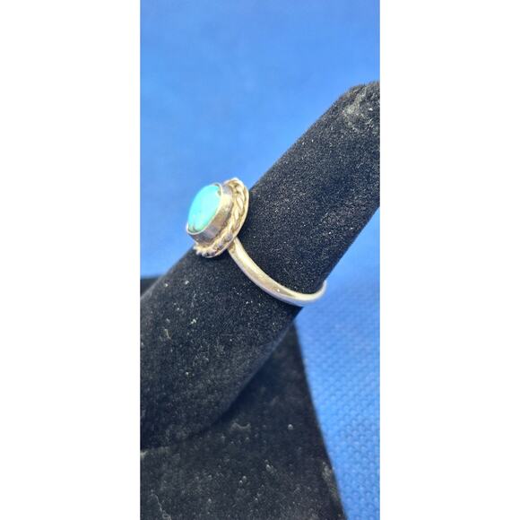 Native American Blue Turquoise Sterling Silver Ring Size 5.75 Vintage 925 - Picture 3 of 7